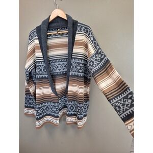 Stetson M Womens Soft Oversized Shawl Collar Sweater Wool Aztec Western Nordic